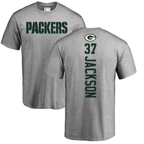 Men Green Bay Packers Ash #37 Jackson Josh Backer Nike NFL T Shirt